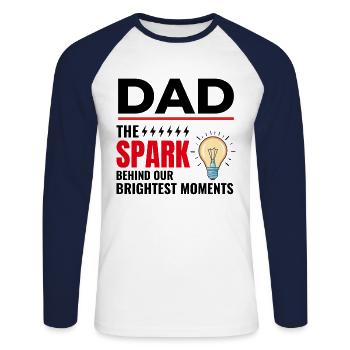 Electrician Dad Electrical Technician Engineer - Unisex Long Sleeve Baseball T-Shirt - white/navy - Front - Nik (191cm)