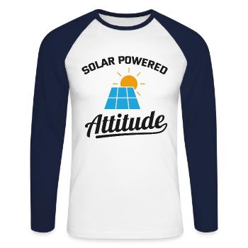 Elektriker: Solarbetriebene Einstellung - Unisex Baseballshirt langarm - Weiß/Navy - Vorne - Nik (191cm)