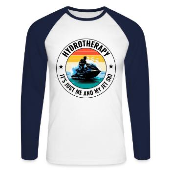 Jet Ski Hydrothérapie Aventure en mer Sports nautiques - T-shirt baseball manches longues Homme - blanc/marine - Devant - Nik (191cm)