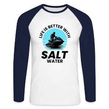Jet Skiing Water Sports Ocean Ride Tropical Adven - Unisex Long Sleeve Baseball T-Shirt - white/navy - Front - Nik (191cm)