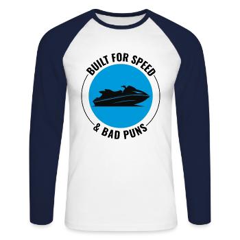 Jet Skiing Dad Loving Speed Enthusiasts - Unisex Long Sleeve Baseball T-Shirt - white/navy - Front - Nik (191cm)