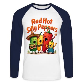 Red Hot Silly Peppers - Unisex Long Sleeve Baseball T-Shirt - white/navy - Front - Nik (191cm)
