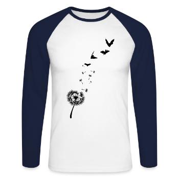 Dandelion Bats - Unisex Long Sleeve Baseball T-Shirt - white/navy - Front - Nik (191cm)