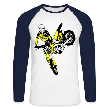 Moto Cross - motocross - T-shirt baseball manches longues Homme - blanc/marine - Devant - Nik (191cm)