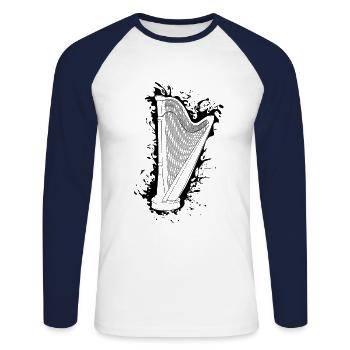Harp String Instrument Musical Gift Idea - Unisex Long Sleeve Baseball T-Shirt - white/navy - Front - Nik (191cm)