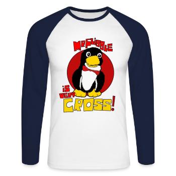 Mr Flibble is very Cross - Unisex Long Sleeve Baseball T-Shirt - white/navy - Front - Nik (191cm)