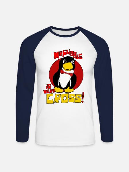 Mr Flibble is very Cross - Unisex Long Sleeve Baseball T-Shirt - white/navy