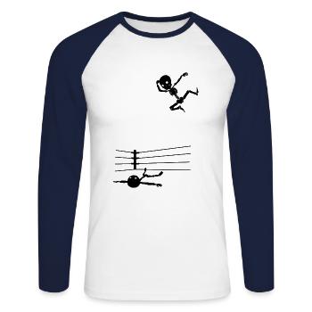 Wrestling Skeletons Halloween - Unisex Long Sleeve Baseball T-Shirt - white/navy - Front - Nik (191cm)