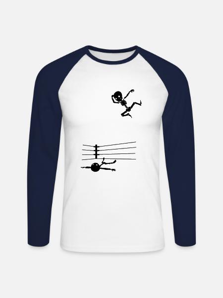 Wrestling Skeletons Halloween - Unisex Long Sleeve Baseball T-Shirt - white/navy