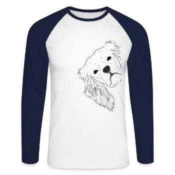 Curious Cavalier King Charles Spaniel Dog - Unisex Long Sleeve Baseball T-Shirt - white/navy - Front - Nik (191cm)