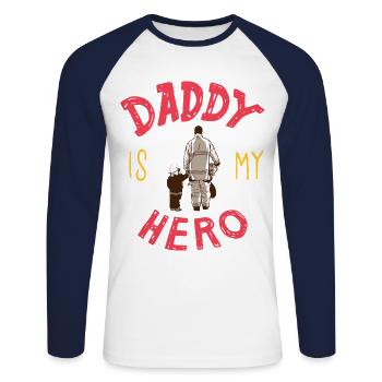 Firefighter firefighter father gift son - Unisex Long Sleeve Baseball T-Shirt - white/navy - Front - Nik (191cm)