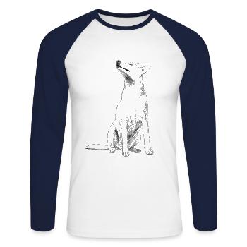 Chien de La Caroline - T-shirt baseball manches longues Homme - blanc/marine - Devant - Nik (191cm)