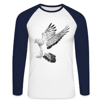 Flying Bird Pigeon - Unisex Long Sleeve Baseball T-Shirt - white/navy - Front - Nik (191cm)