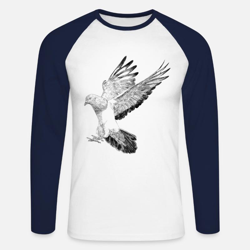 Fliegende Taube - Unisex Baseballshirt langarm - Weiß/Navy