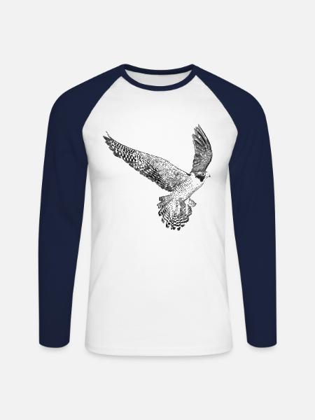 Flying Peregrine Falcon Bird - Unisex Long Sleeve Baseball T-Shirt - white/navy
