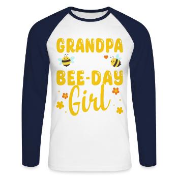 Grandpa of the Bee Day Girl's Birthday - Unisex Long Sleeve Baseball T-Shirt - white/navy - Front - Nik (191cm)