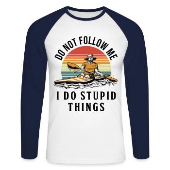 Do Not Follow Me I Do Stupid Things Rowing Canoe K - Unisex Baseballshirt langarm - Weiß/Navy - Vorne - Nik (191cm)