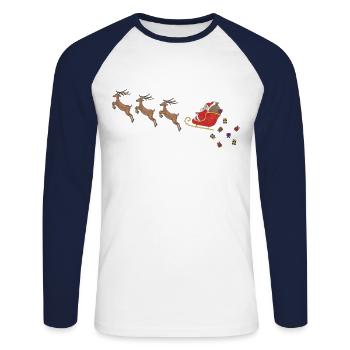 Santa Claus Sleigh Rudolph Reindeer Gifts - Unisex Long Sleeve Baseball T-Shirt - white/navy - Front - Nik (191cm)