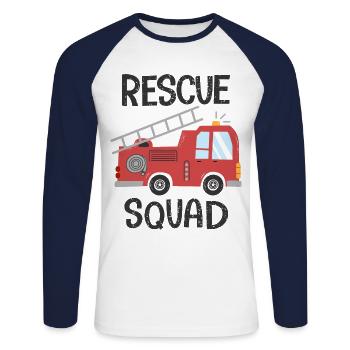Fire Truck Fire Brigade - Unisex Long Sleeve Baseball T-Shirt - white/navy - Front - Nik (191cm)