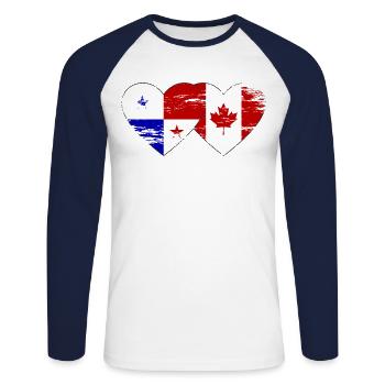 Drapeau du Panama Canada utilisé - T-shirt baseball manches longues Homme - blanc/marine - Devant - Nik (191cm)