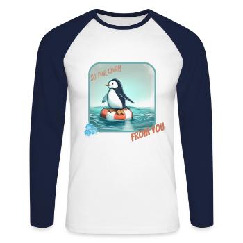 so far away from you - T-shirt baseball manches longues Homme - blanc/marine - Devant - Nik (191cm)
