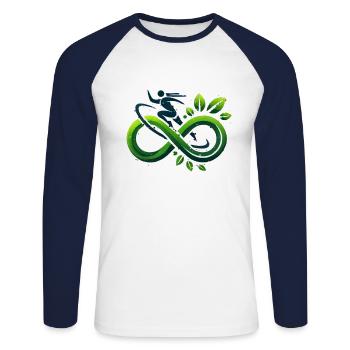 Longevity - Unisex Baseballshirt langarm - Weiß/Navy - Vorne - Nik (191cm)
