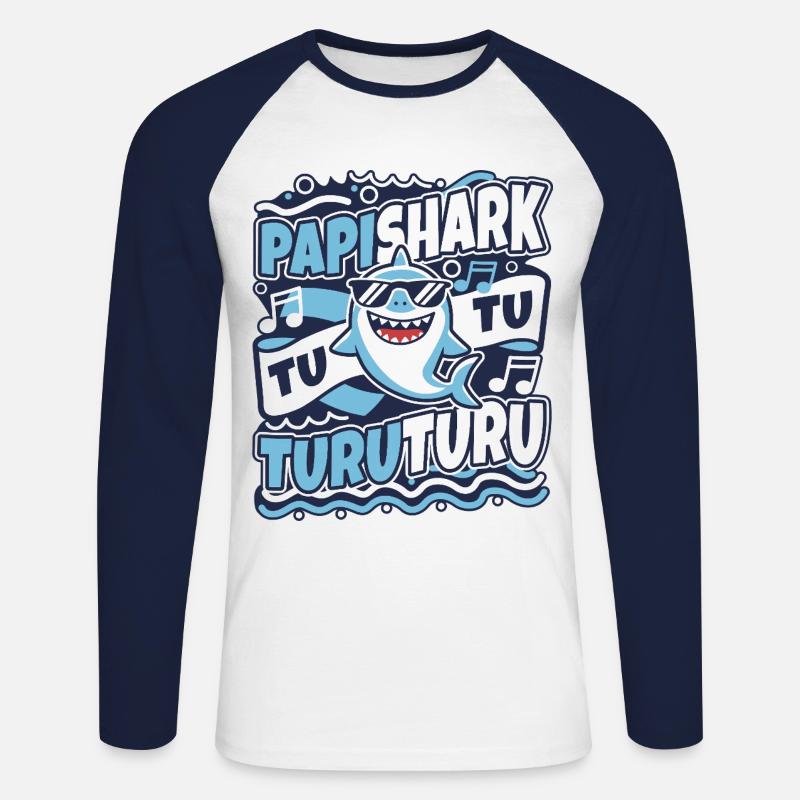 Papa Hai - Unisex Baseballshirt langarm - Weiß/Navy