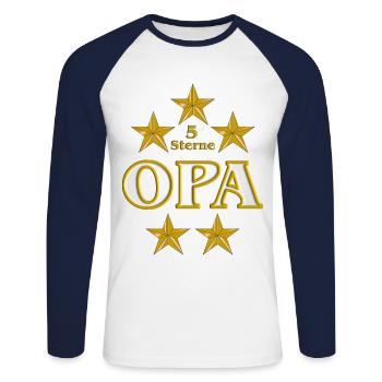 5 étoiles OPA en or - T-shirt baseball manches longues Homme - blanc/marine - Devant - Nik (191cm)