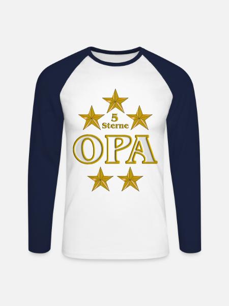 5 Sterne Opa in gold - Unisex Long Sleeve Baseball T-Shirt - white/navy