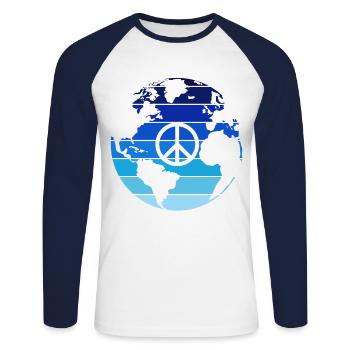 Peace - Unisex Baseballshirt langarm - Weiß/Navy - Vorne - Nik (191cm)