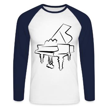 Klavier - Unisex Baseballshirt langarm - Weiß/Navy - Vorne - Nik (191cm)