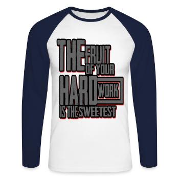 Motivez-vous. - T-shirt baseball manches longues Homme - blanc/marine - Devant - Nik (191cm)