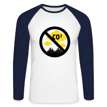 Réchauffement de la planète CO2 Interdiction Changement climatique - T-shirt baseball manches longues Homme - blanc/marine - Devant - Nik (191cm)
