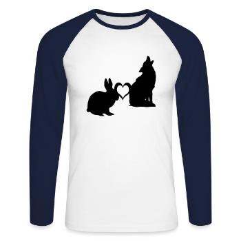 Wolf loves bunny animal nature gift - Unisex Long Sleeve Baseball T-Shirt - white/navy - Front - Nik (191cm)