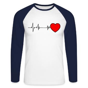 Heart heart line EKG rash - Unisex Long Sleeve Baseball T-Shirt - white/navy - Front - Nik (191cm)