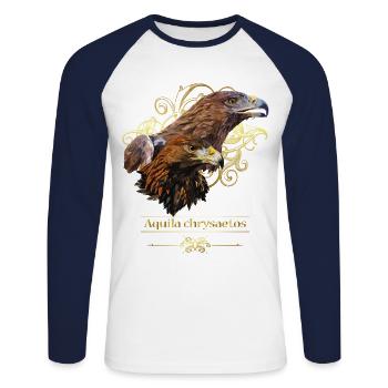 golden eagle - Unisex Long Sleeve Baseball T-Shirt - white/navy - Front - Nik (191cm)