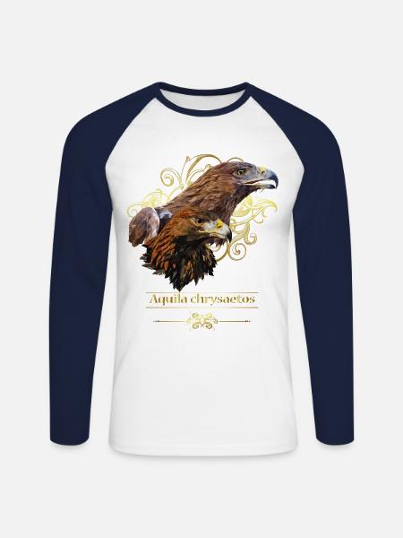 golden eagle - Unisex Long Sleeve Baseball T-Shirt - white/navy