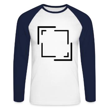 Black frame with lines decoration - Unisex Long Sleeve Baseball T-Shirt - white/navy - Front - Nik (191cm)