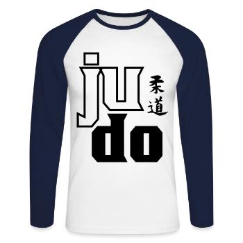 Judo Combattants Arts martiaux Judoka Japon - T-shirt baseball manches longues Homme - blanc/marine - Devant - Nik (191cm)