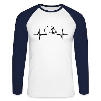 ECG Skull Skull Heart Line Gift - Unisex Long Sleeve Baseball T-Shirt - white/navy - Front - Nik (191cm)