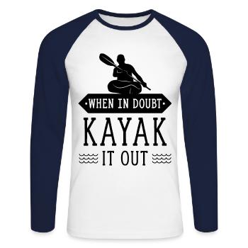 Kayak Watersports Kayak Kayaking Kayaking - Unisex Long Sleeve Baseball T-Shirt - white/navy - Front - Nik (191cm)