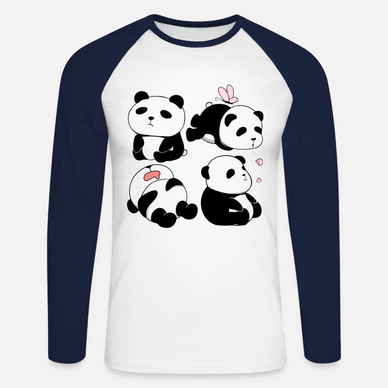 Chubby Panda Bears - Unisex Baseballshirt langarm - Weiß/Navy