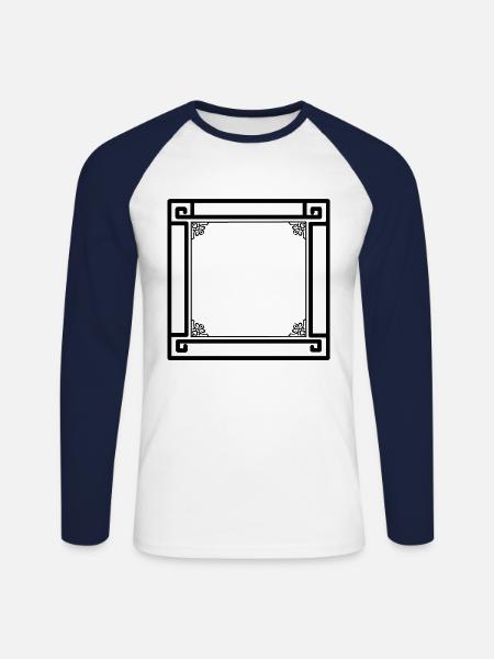 black frame with ornaments - Unisex Long Sleeve Baseball T-Shirt - white/navy
