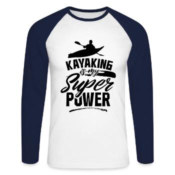 Kayak Est Mon Super Pouvoir Kayak Kayak - T-shirt baseball manches longues Homme - blanc/marine - Devant - Nik (191cm)