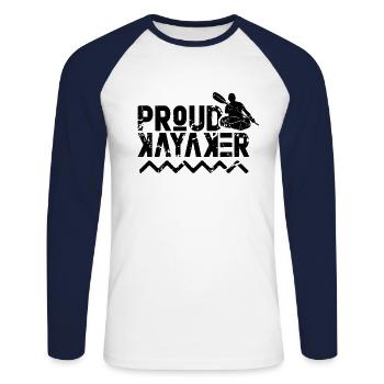Kayak kayak kayak fier - T-shirt baseball manches longues Homme - blanc/marine - Devant - Nik (191cm)