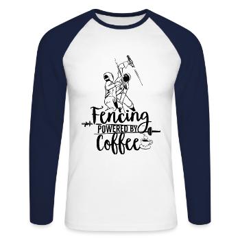 Fechten Angetrieben Durch Kaffee Degen Fechter - Unisex Baseballshirt langarm - Weiß/Navy - Vorne - Nik (191cm)