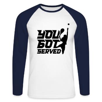tennis tennis player tennis instructor tennis court - Unisex Long Sleeve Baseball T-Shirt - white/navy - Front - Nik (191cm)