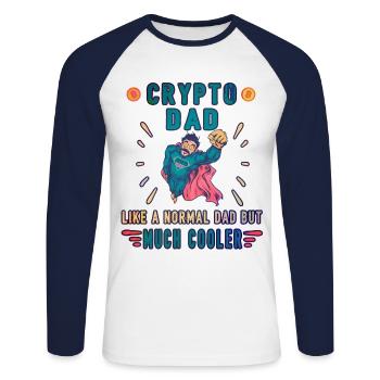 Bitcoin Crypto Father Papa Trader crypto ryptocoins - Unisex Long Sleeve Baseball T-Shirt - white/navy - Front - Nik (191cm)