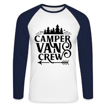 Campervan équipe camper camping-car construction caravane - T-shirt baseball manches longues Homme - blanc/marine - Devant - Nik (191cm)