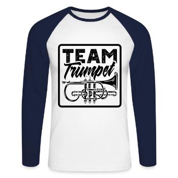 Team Trompete Trompetenspieler Musiker Trompeten - Unisex Baseballshirt langarm - Weiß/Navy - Vorne - Nik (191cm)